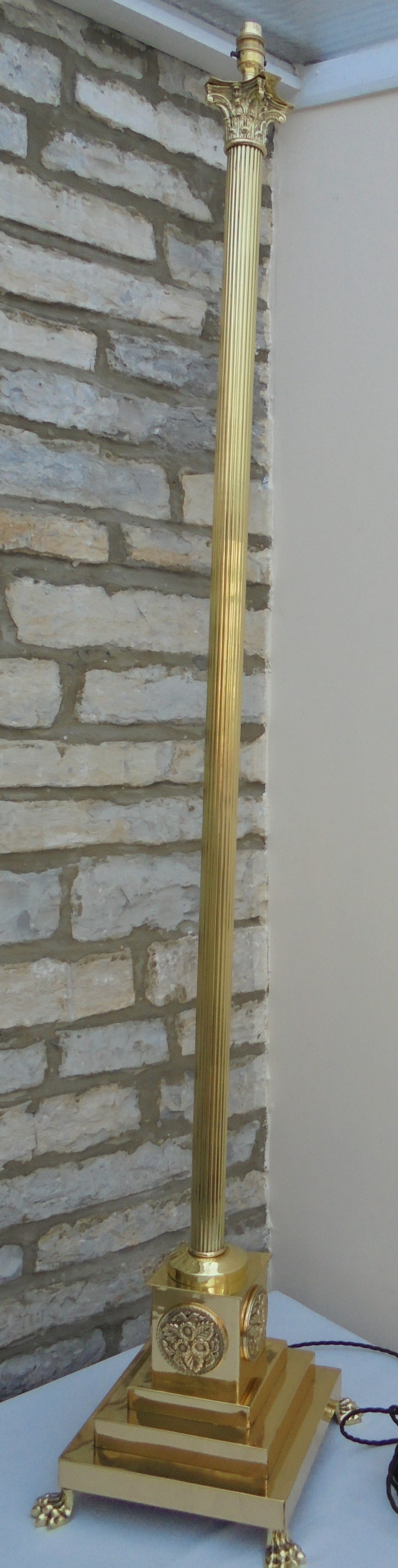 Victorian Corinthian column brass standard lamp