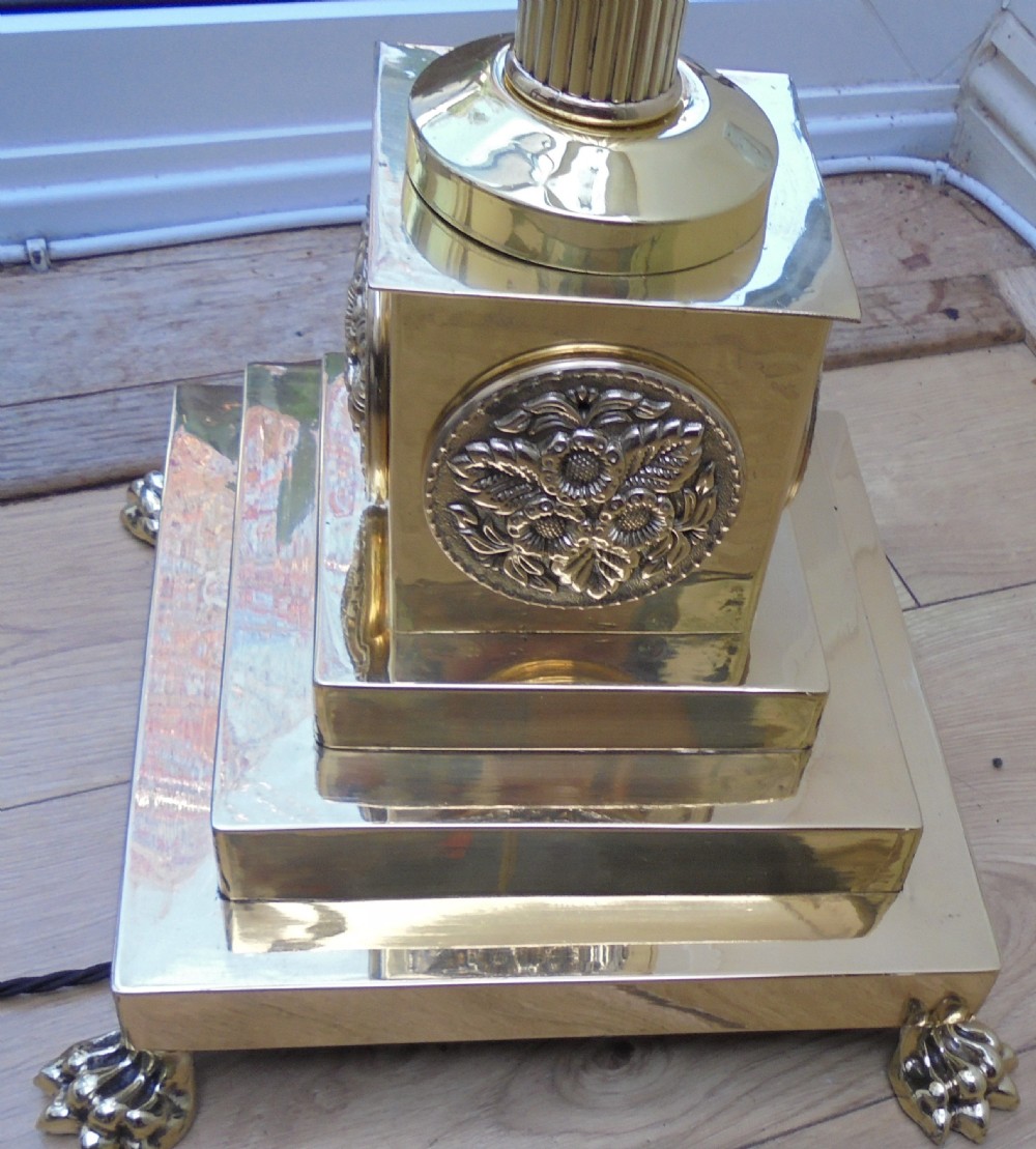 Victorian Corinthian column brass standard lamp View IV