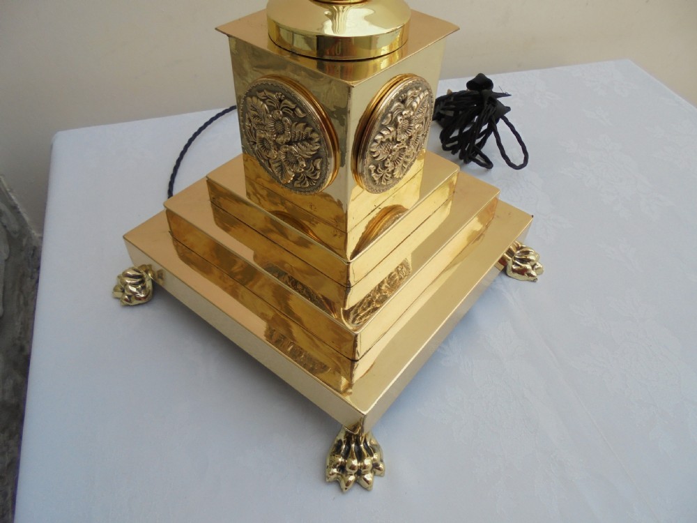 Victorian Corinthian column brass standard lamp View VII
