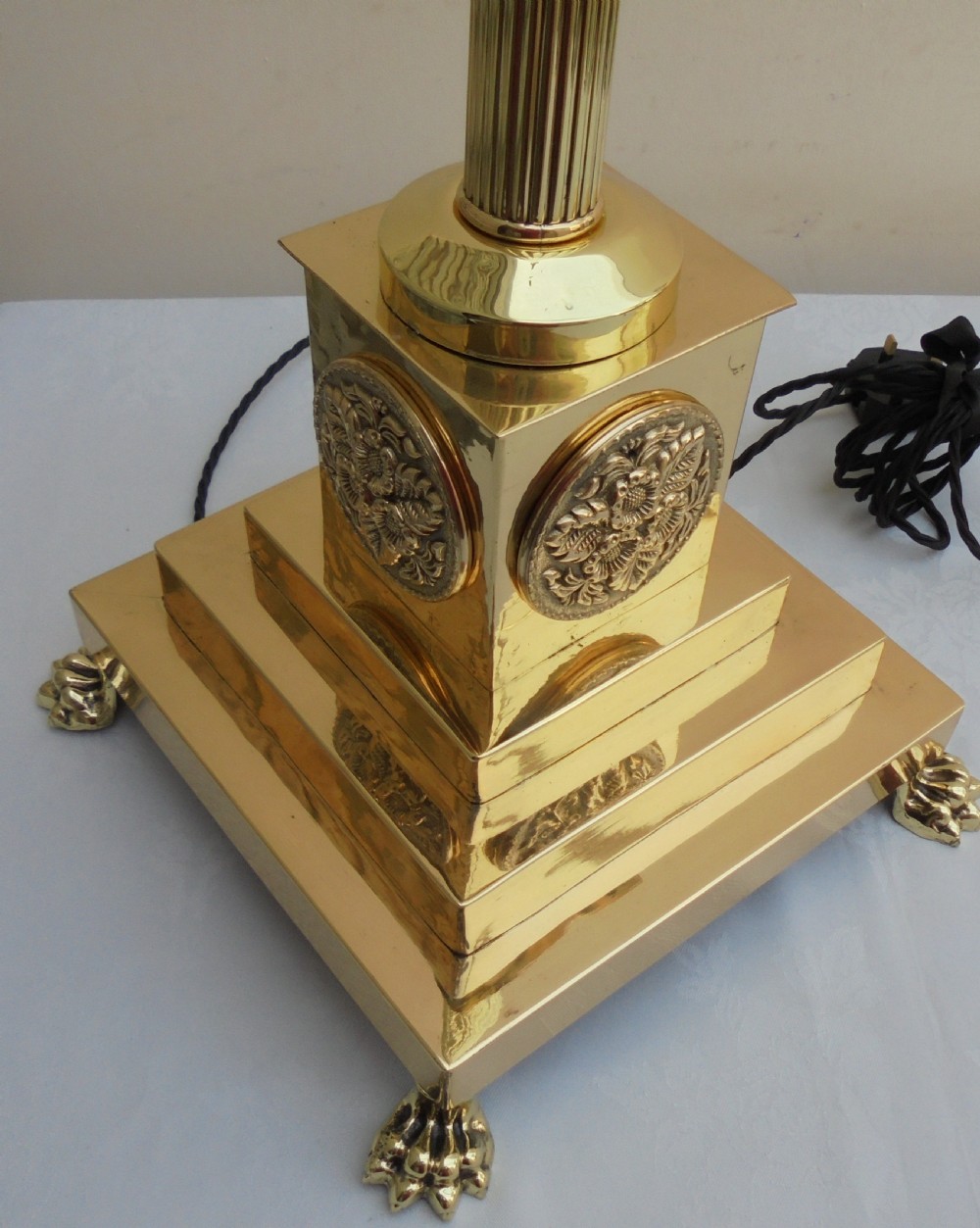 Victorian Corinthian column brass standard lamp View IX