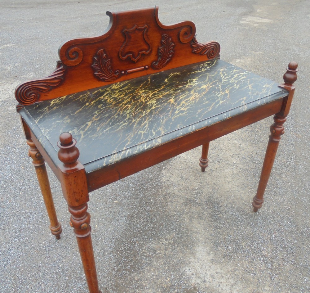 Victorian mahogany side lamp table with faux marble top