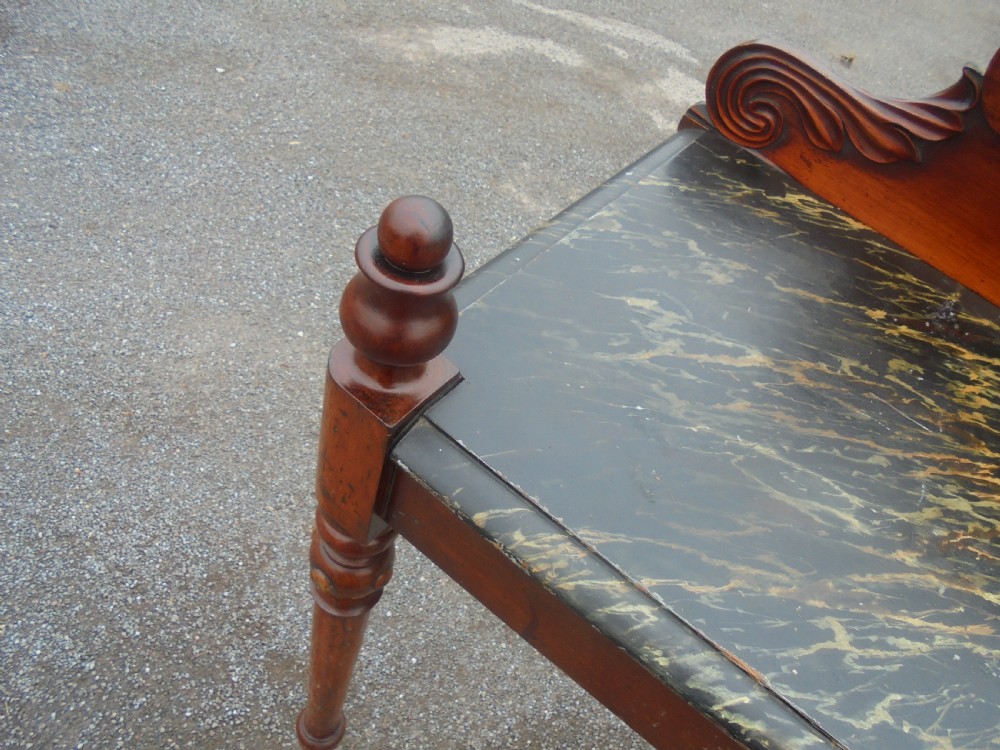 Victorian mahogany side lamp table with faux marble top View VIII