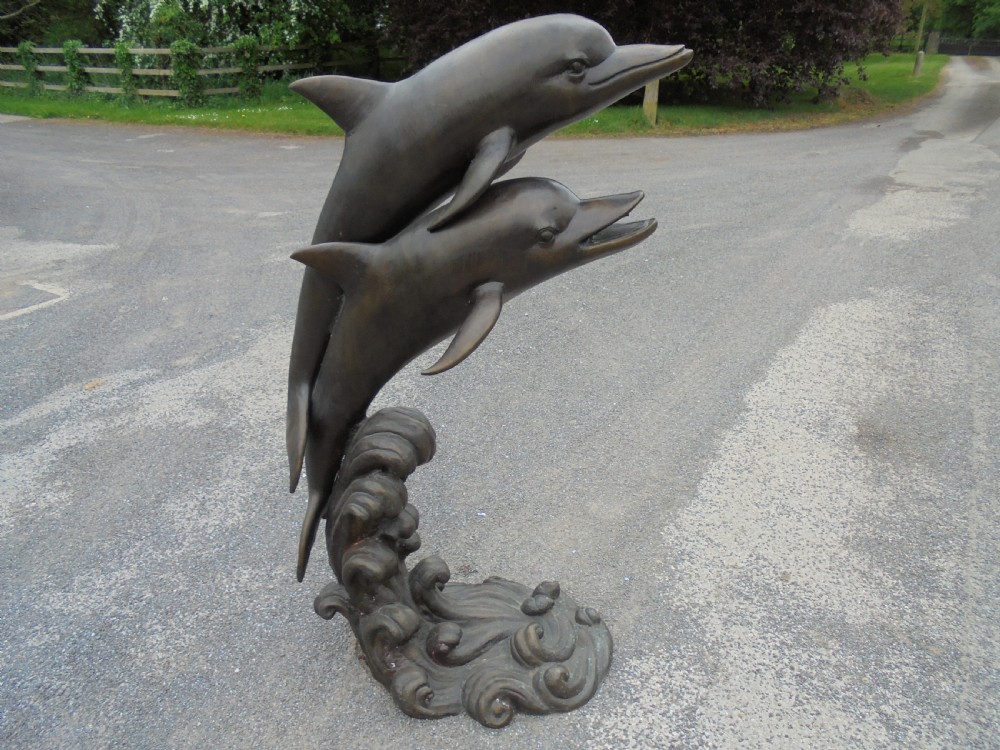 Life size bronze sculpture fountain of leaping Dolphins