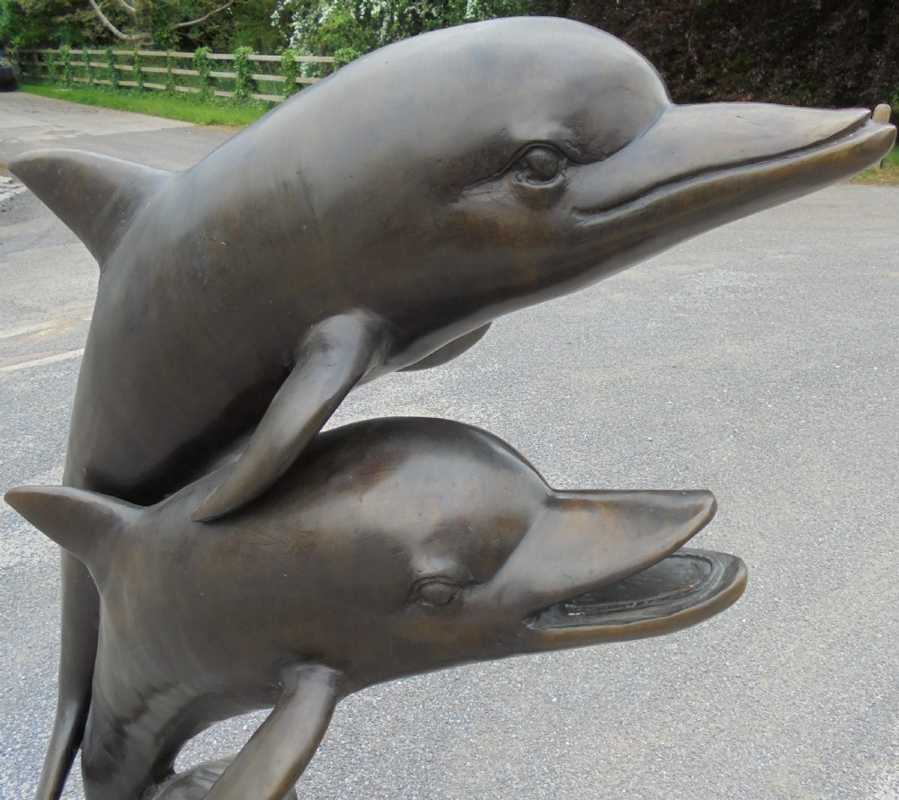 Life size bronze sculpture fountain of leaping Dolphins View III