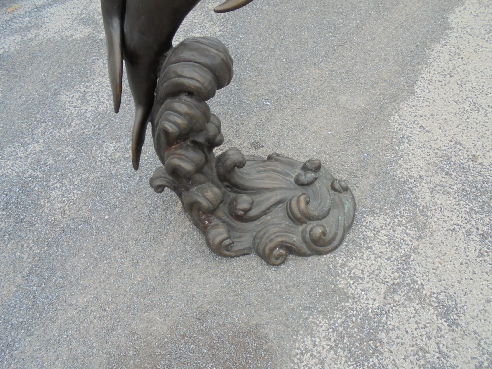 Life size bronze sculpture fountain of leaping Dolphins View IV
