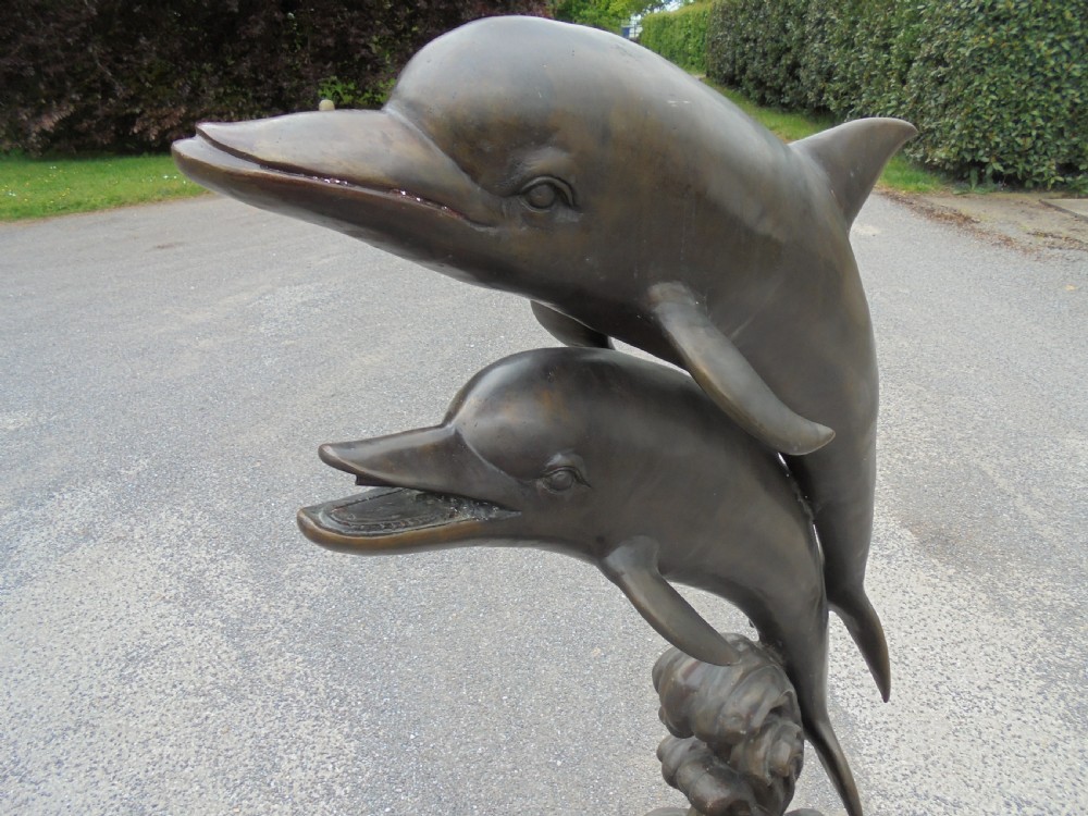 Life size bronze sculpture fountain of leaping Dolphins View VI