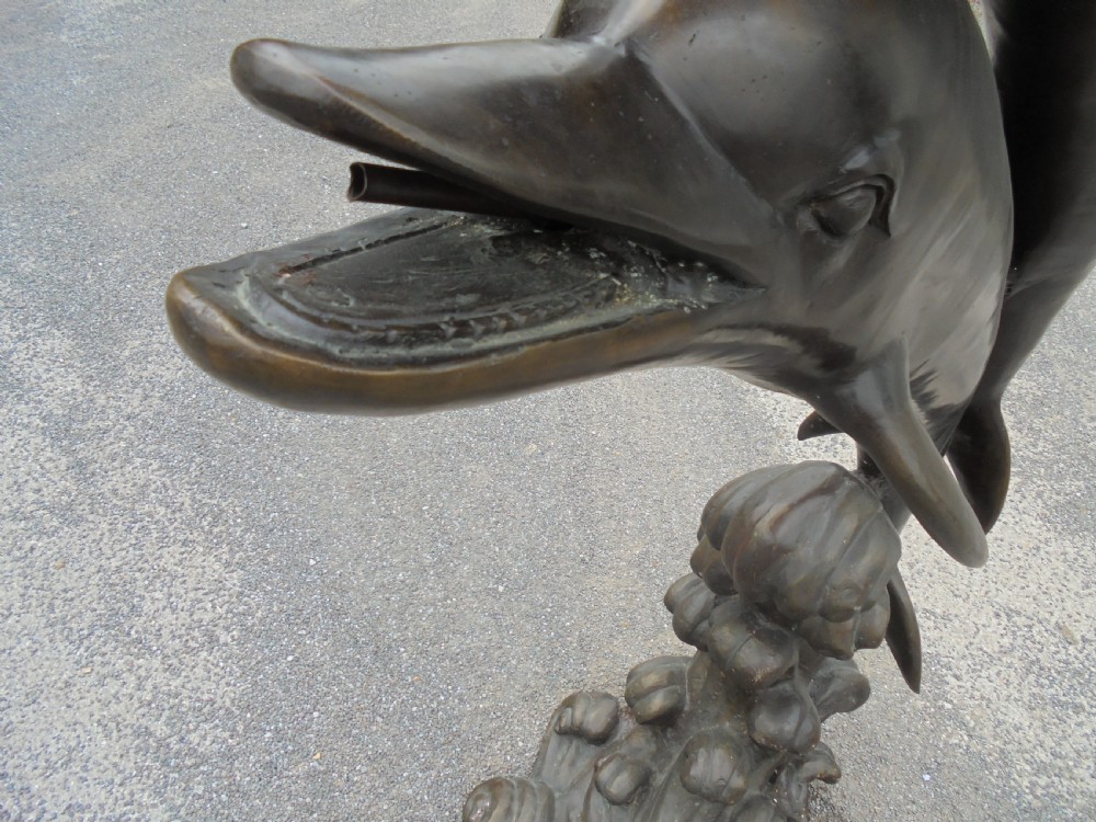 Life size bronze sculpture fountain of leaping Dolphins View VII