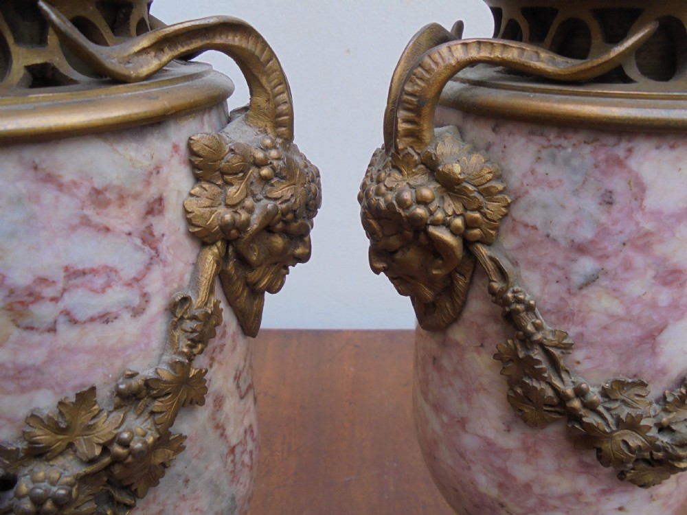 Pair of 18th century Cassolettes Urns Marble and ormolu View II