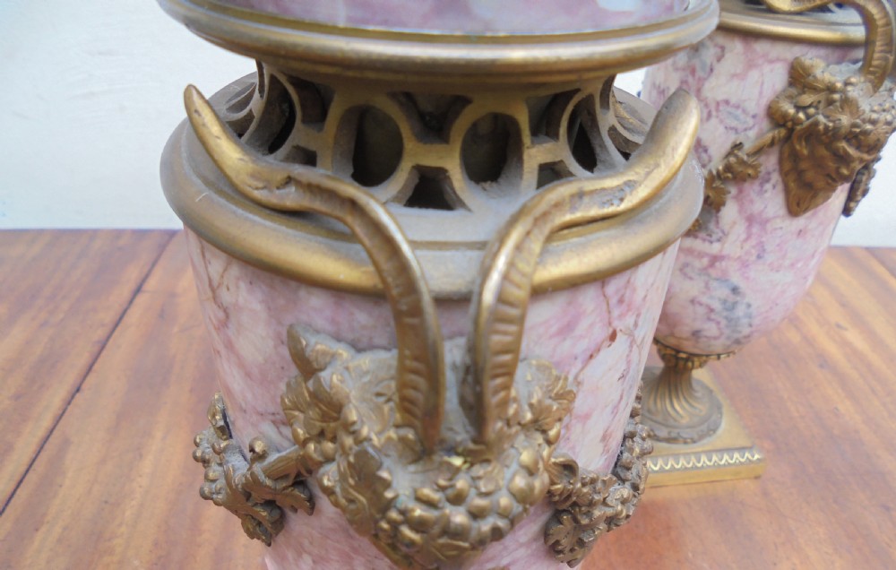 Pair of 18th century Cassolettes Urns Marble and ormolu View VI