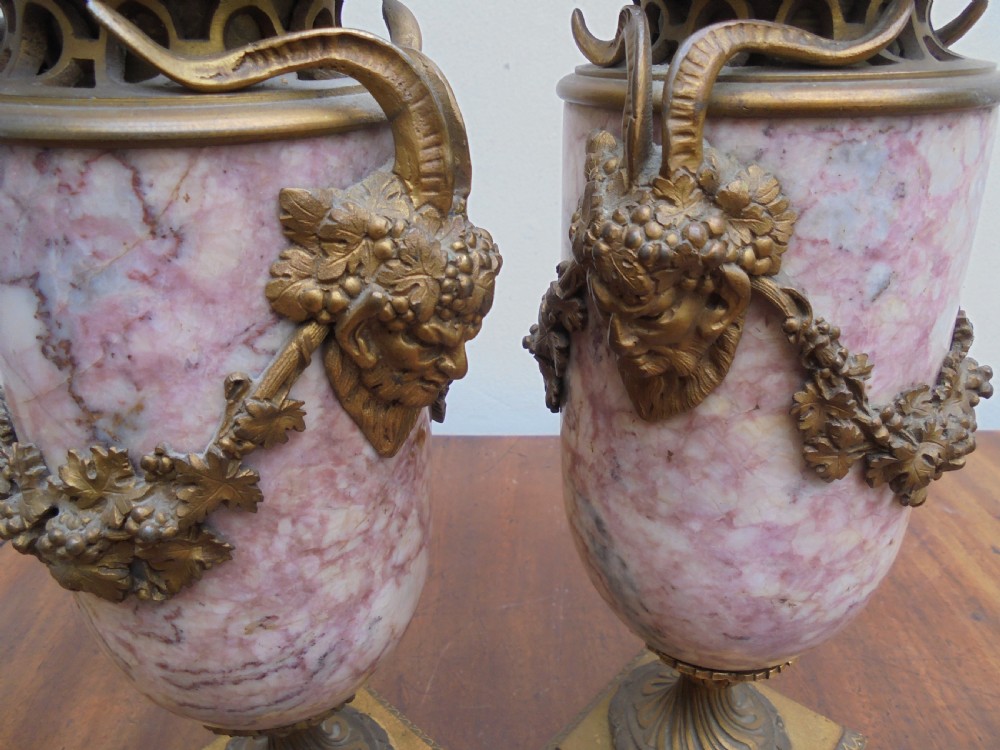 Pair of 18th century Cassolettes Urns Marble and ormolu View VIII