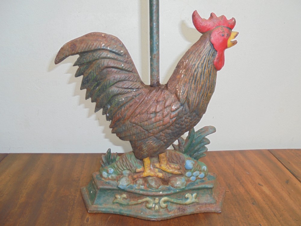 Painted Victorian Cockerel door stop View III