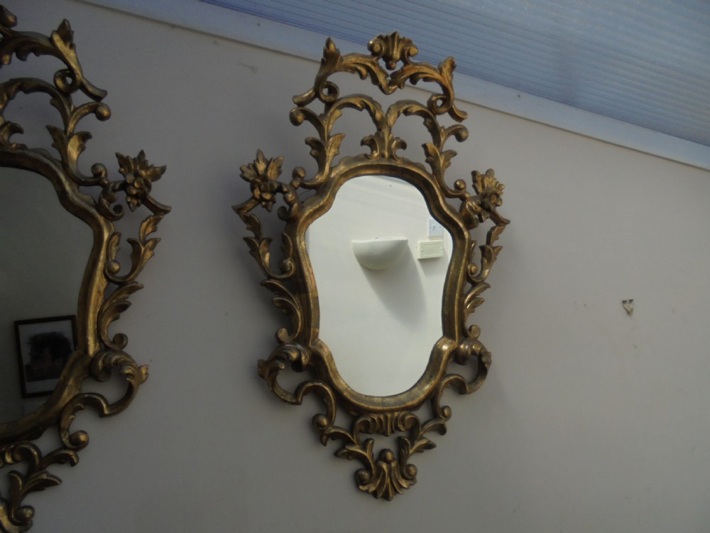 Pair of gilded carved wood wall mirrors View II