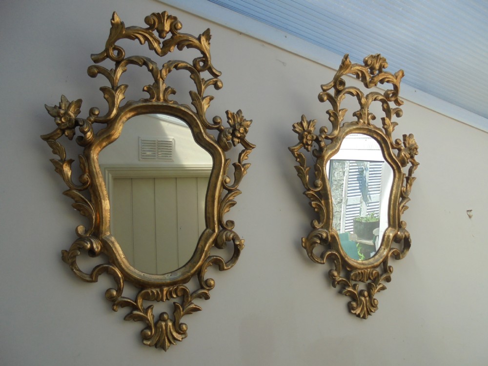 Pair of gilded carved wood wall mirrors View III