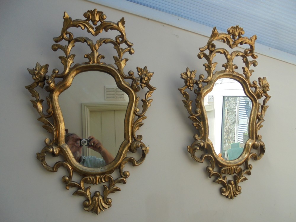 Pair of gilded carved wood wall mirrors View VI