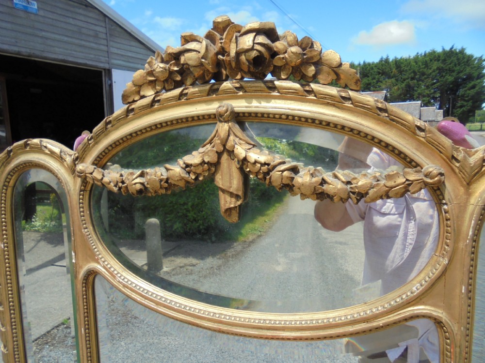 Large giltwood overmantle mirror. View III