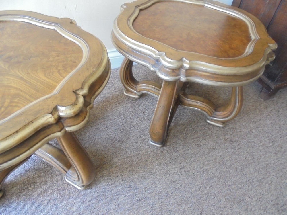 Pair French walnut and gilded lamp tables View IV