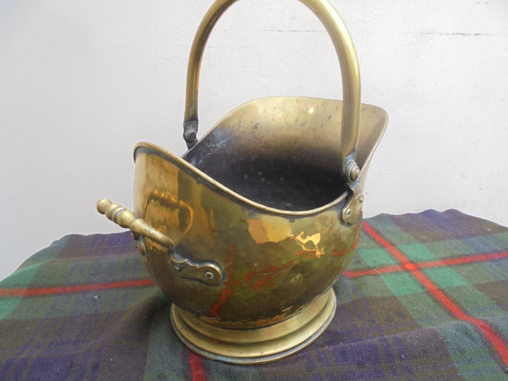 English brass helmet style coal hod View V