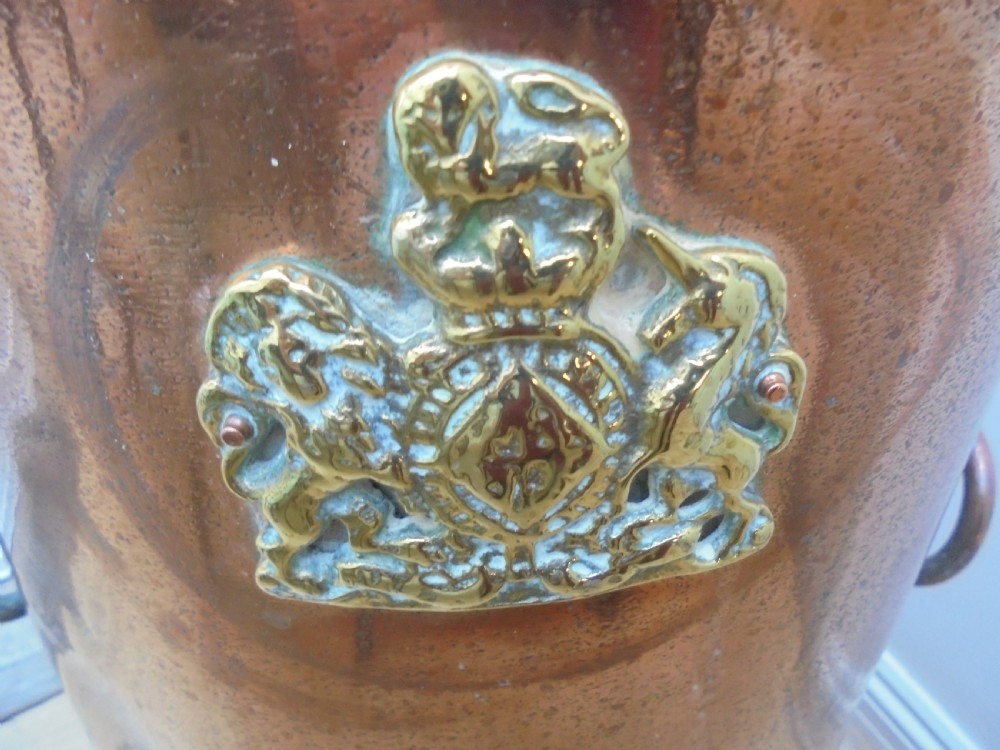 Massive copper urn with Royal Crest View III