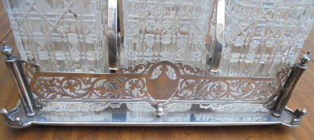 Victorian three decanter cut glass tantalus View VI