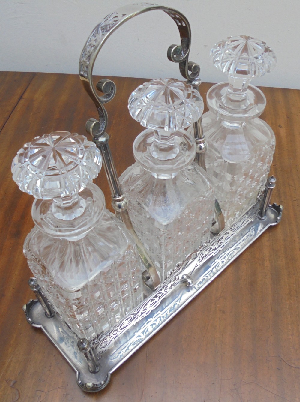 Victorian three decanter cut glass tantalus View VII