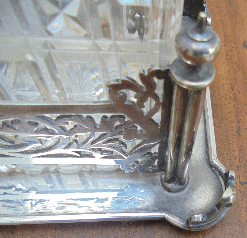 Victorian three decanter cut glass tantalus View IX