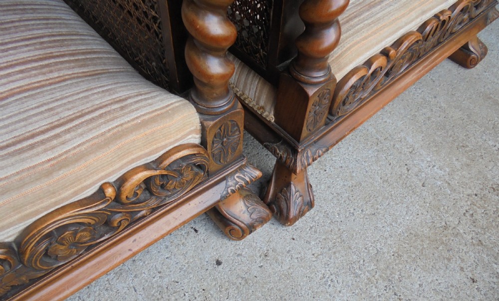 Pair of double Bergere  walnut armchairs View V