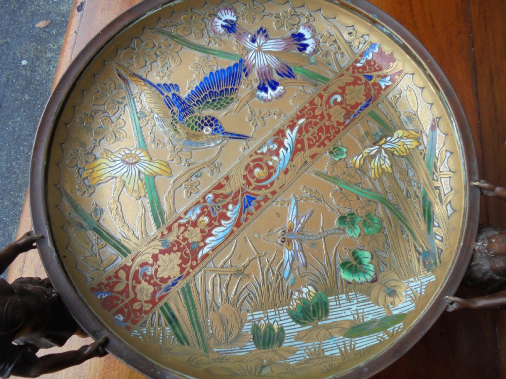 19th century bronze and enamelled Tazza View IV