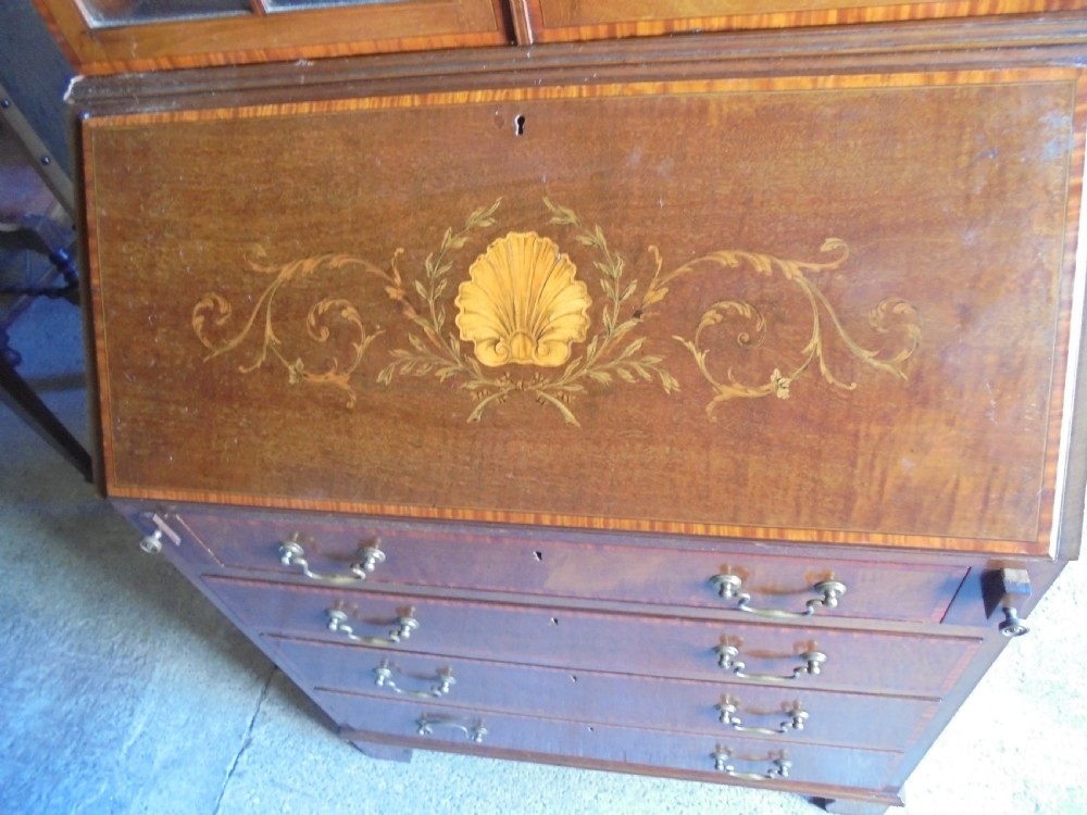 19th century inlaid bureau bookcase View III