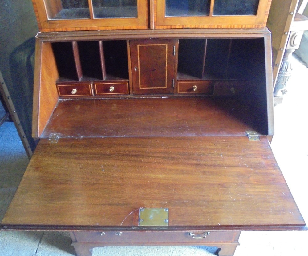 19th century inlaid bureau bookcase View V