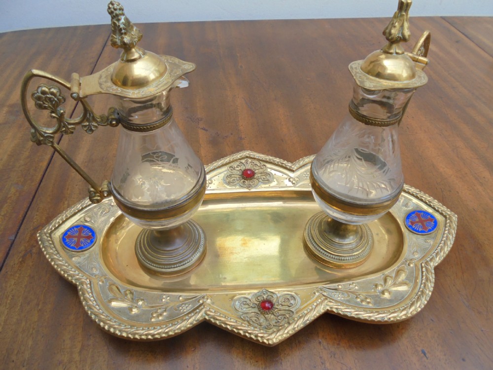 Two small decorative carafs  on ornamental base View II