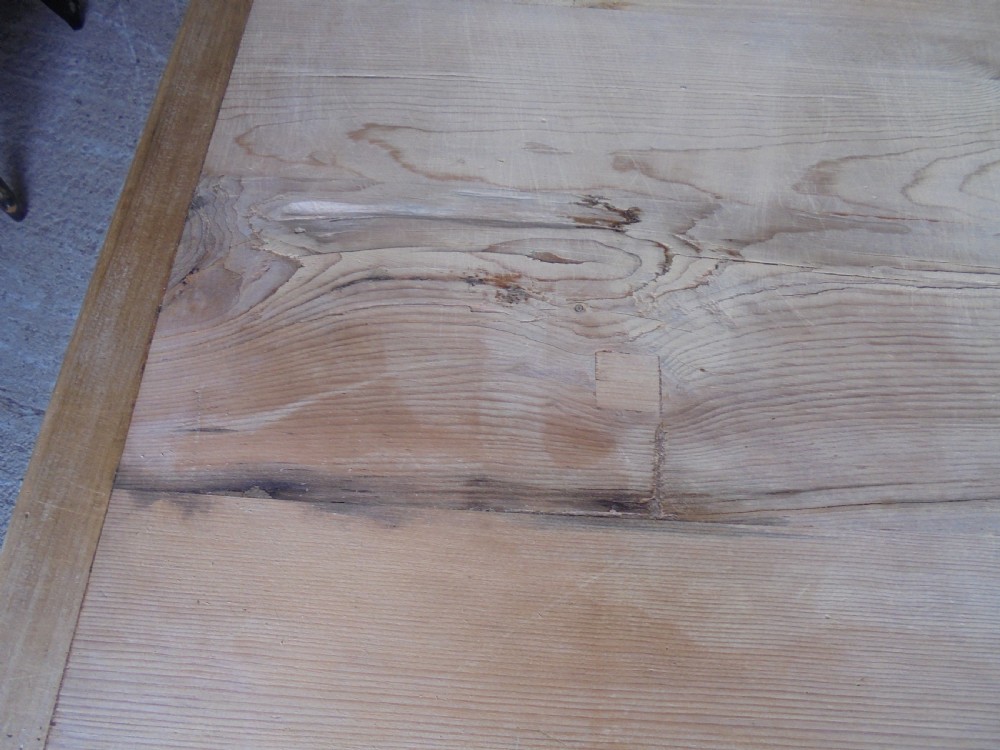 Pine scrub top kitchen dining table. Seats eight View IX
