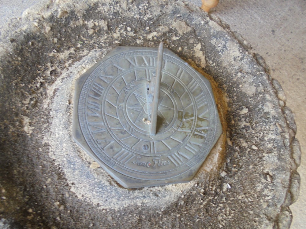 Well weathered  Somerset ham stone bird bath sundial View III
