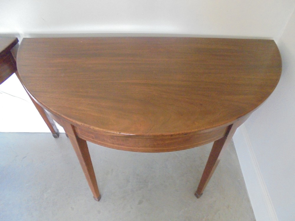 Pair 19th century demi lune console tables View VI