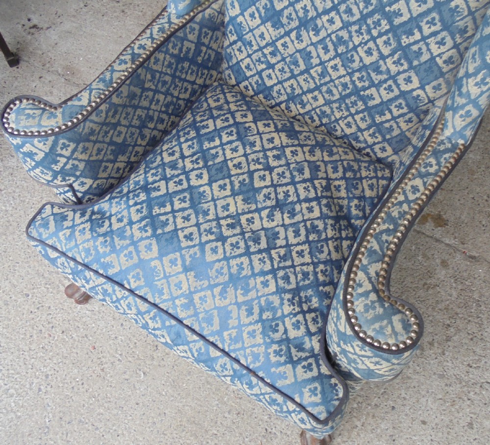 19th century rolled wingback armchair  View V