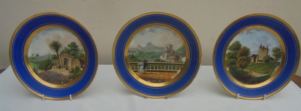 Three 19th century Sevres cabinet plates