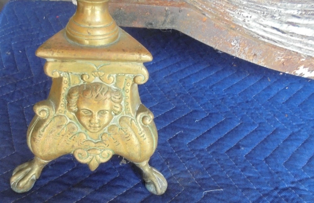 Victorian fire basket with brass andirons View III