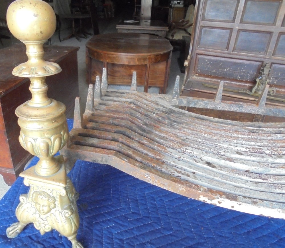 Victorian fire basket with brass andirons View IV
