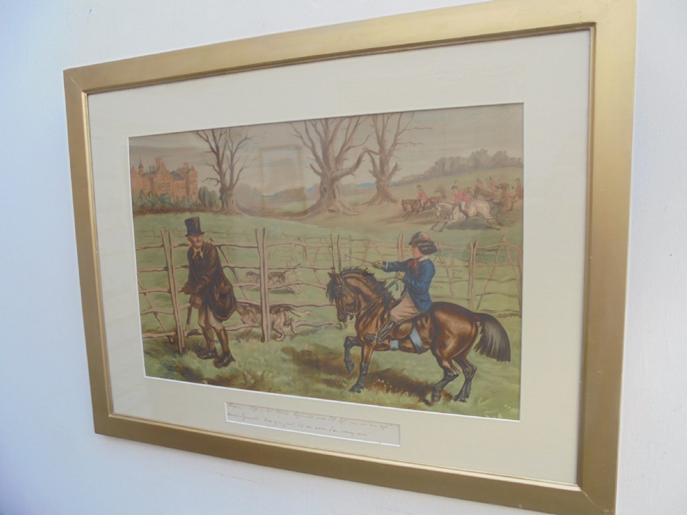 Large pair of Country House humorous hunting prints.   View III