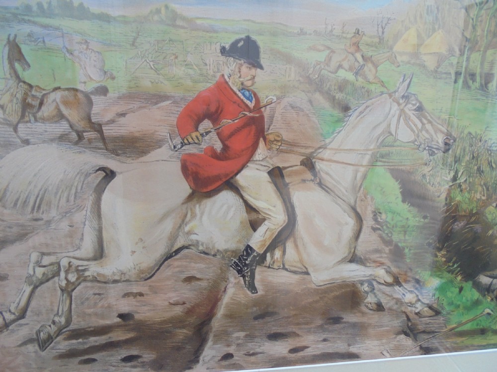 Large pair of Country House humorous hunting prints.   View VI