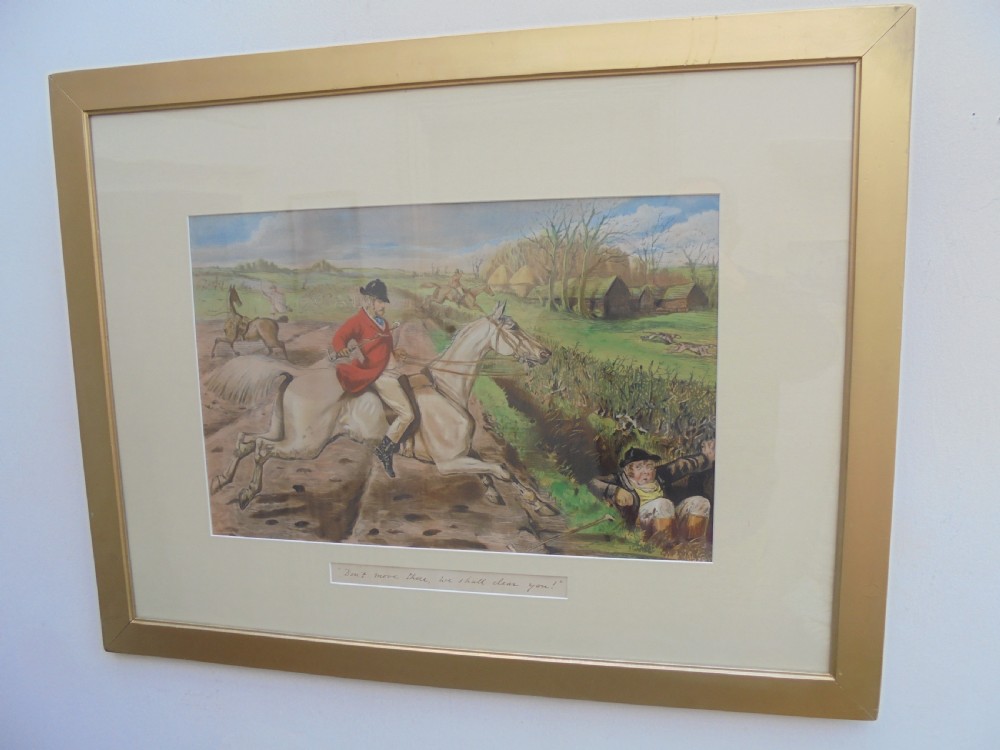 Large pair of Country House humorous hunting prints.   View VIII