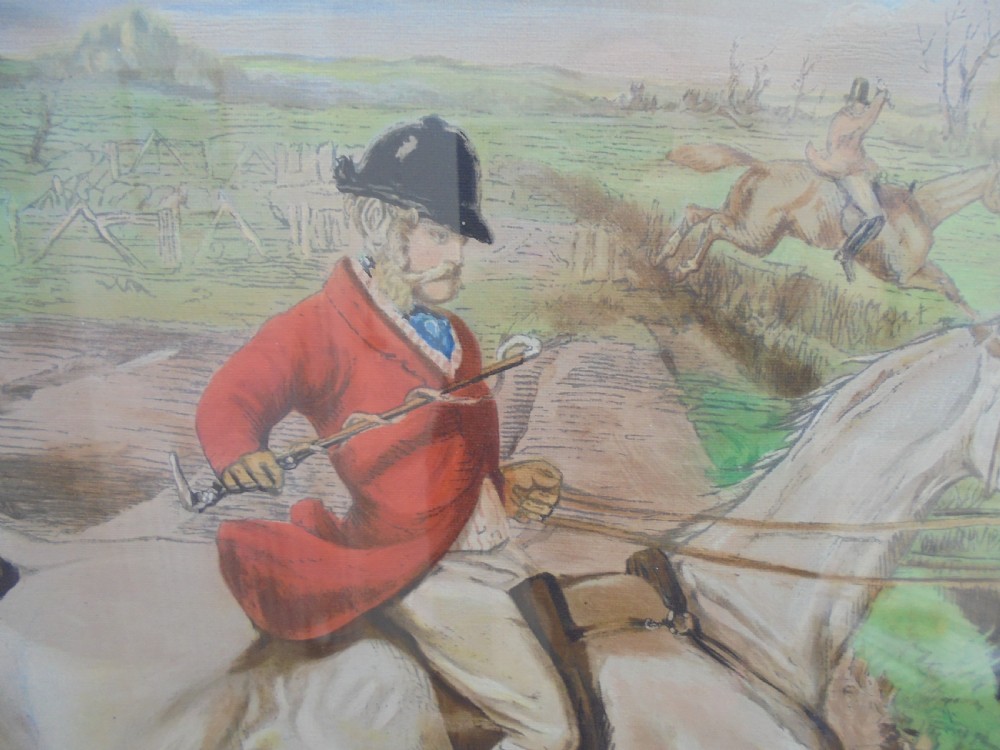 Large pair of Country House humorous hunting prints.   View IX