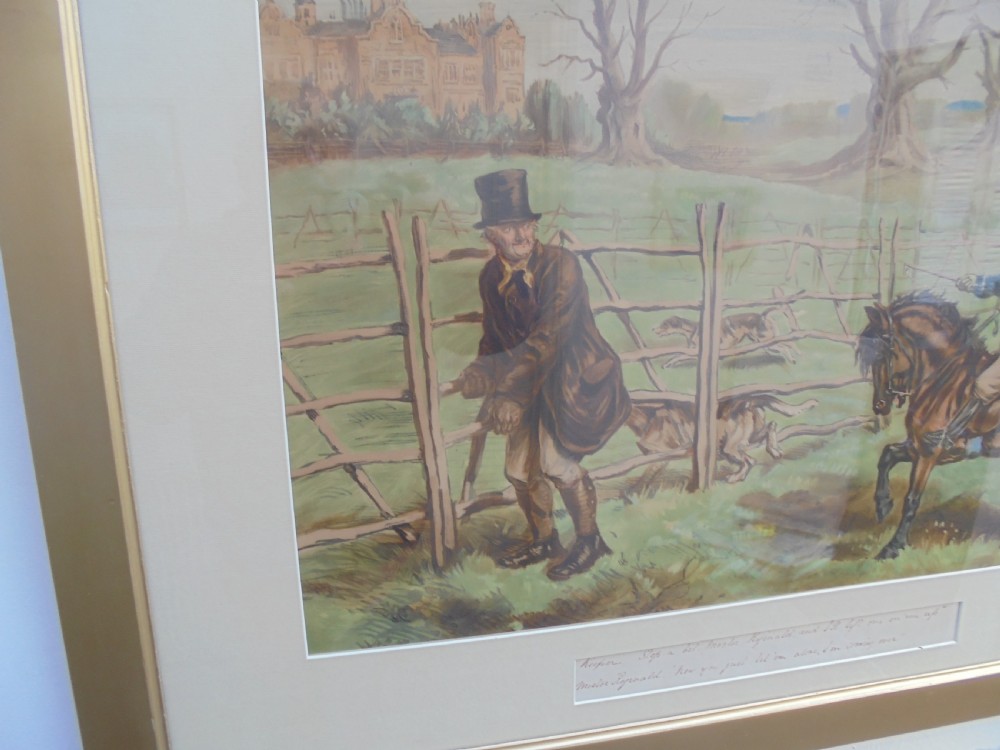 Large pair of Country House humorous hunting prints.   View XI