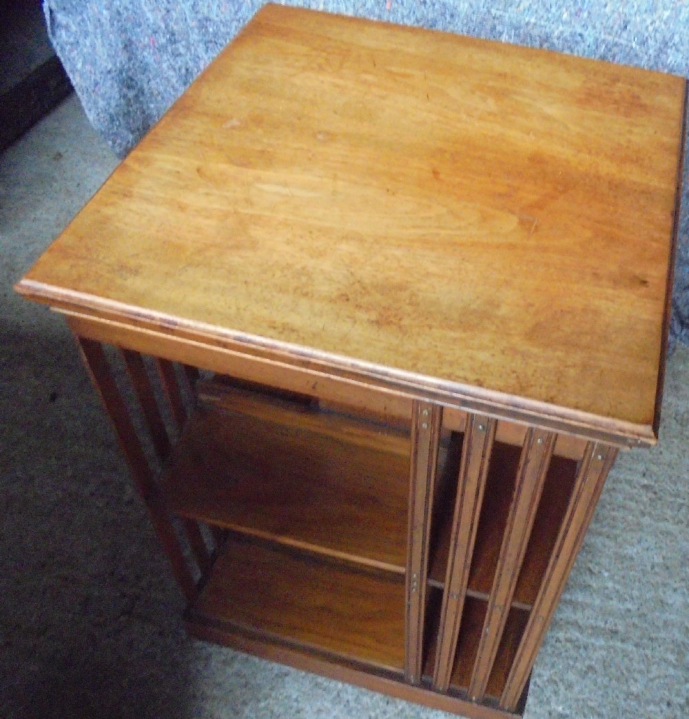 Walnut two tier revolving bookcase View II