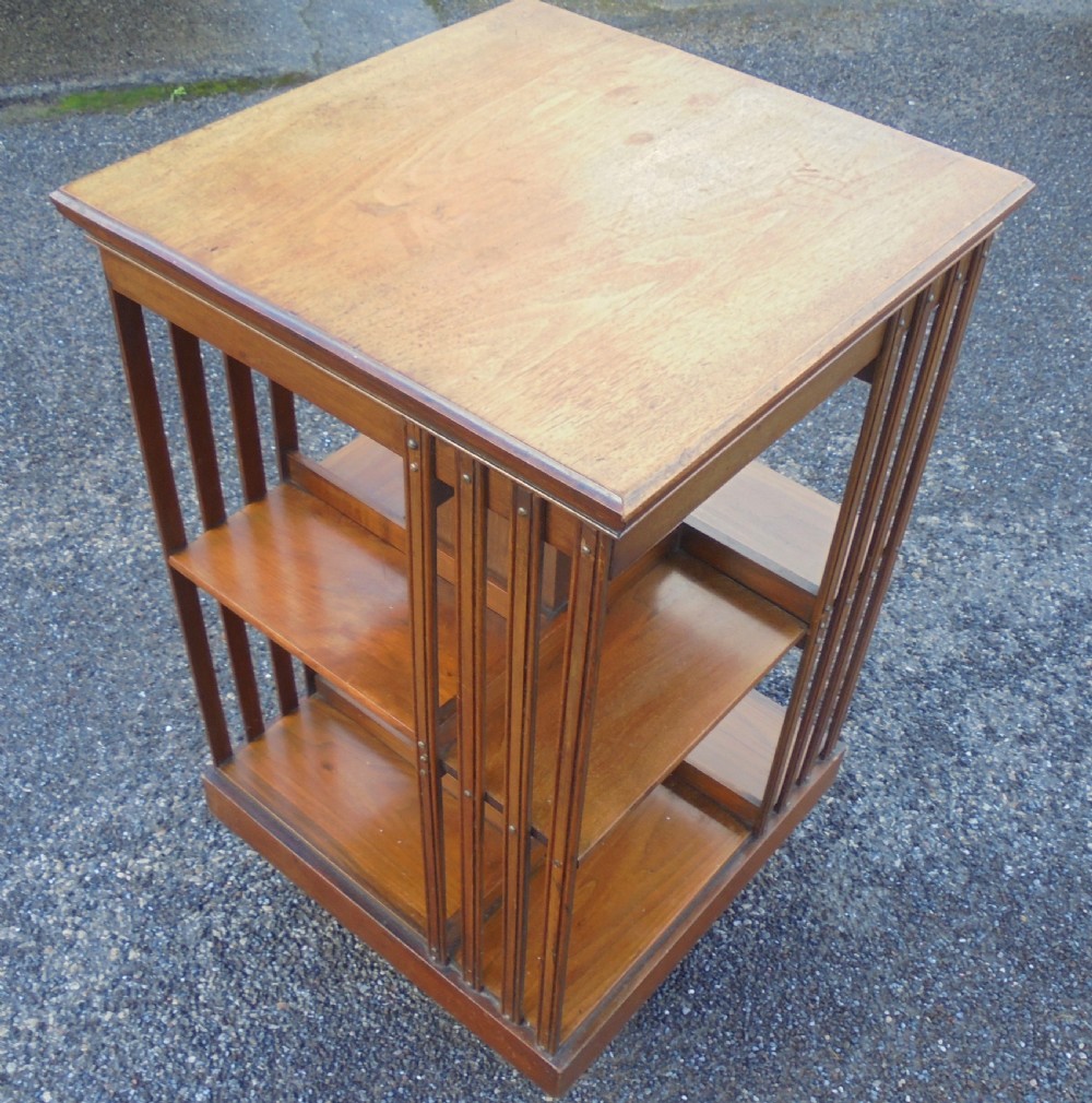 Walnut two tier revolving bookcase View IV