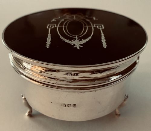 Antique Sterling Silver and Tortoiseshell Trinket Box. London 1909