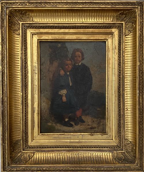 Otto Brandt 1828-1892. Berlin.  Portrait of Two Children.