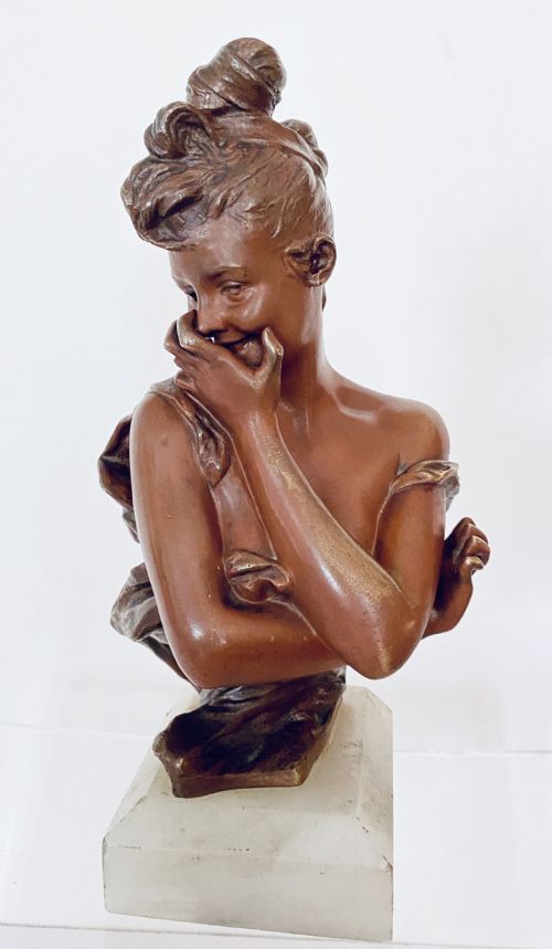 Art Nouveau Bronze Bust by Georges Van Der Straeten  1856-1928