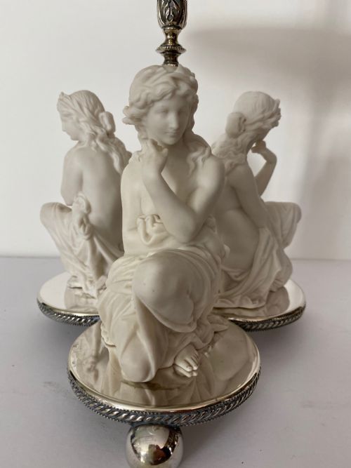 fig 1. Antique Silver Plated, Glass and Parian Table Centrepiece