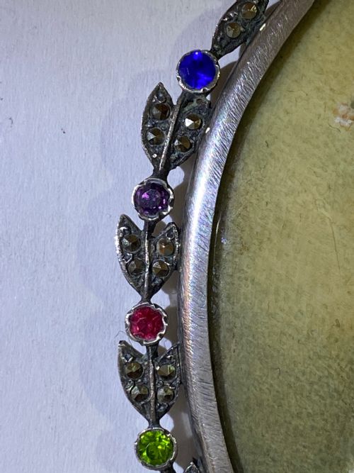 fig 1. Miniature Portrait of a Lady in a Gem Set and Marcasite Oval Frame