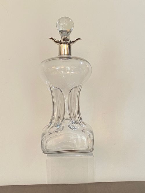 Antique Klug Klug Decanter with Silver Collar.